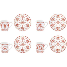 CONJ. 4 CHÁVENAS DE CAFÉ COM PIRES Exotic Vibes Tangerine